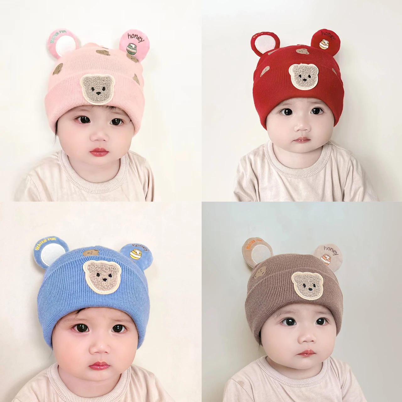 Infant Beanie Hat With Ears - Wnter Warm Baby Beanie Hat Cute
