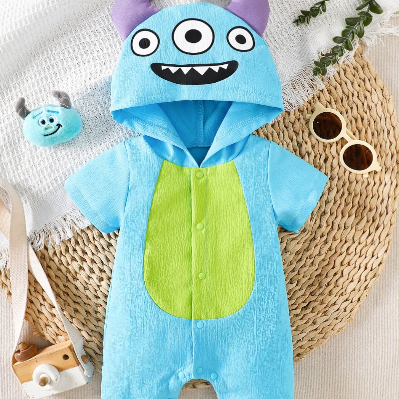 Newborn Baby Blue Monster Romp - Cotton Baby Onesies Zipper review and price