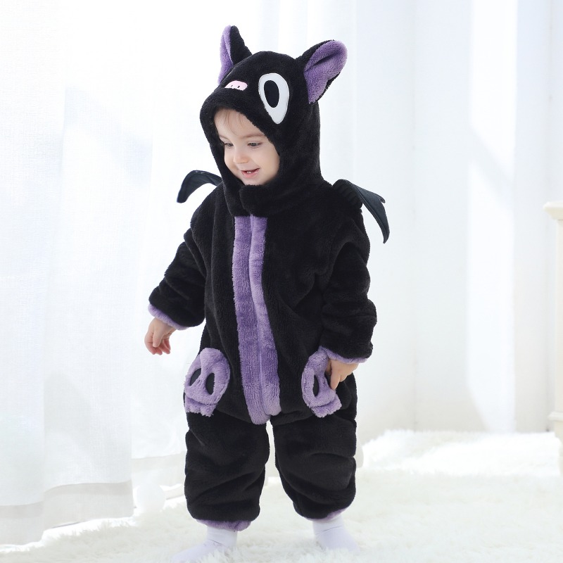 Newborn Baby Black Purple Cat  - Cotton Baby Onesies Zipper review and price
