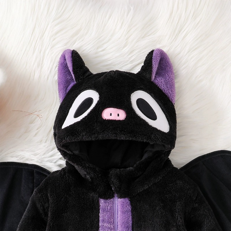 Newborn Baby Black Purple Cat  - Cotton Baby Onesies Zipper review and price